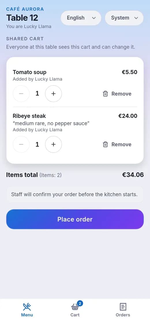 One cart for the whole table